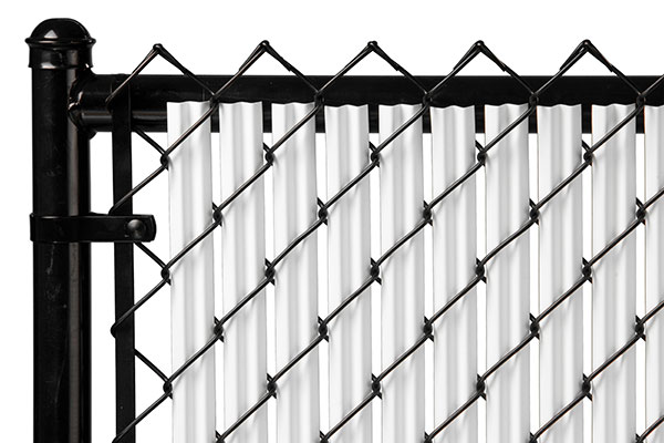 Chain Link Royal Blue Single Wall Ridged™Privacy Slat 8ft High Fence Bottom Lock 